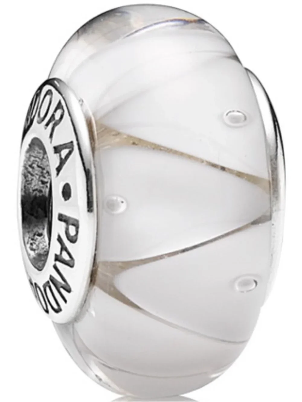 Pandora White Looking Glass Triangle Murano Charm